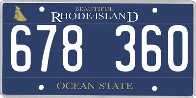 RI license plate 678360