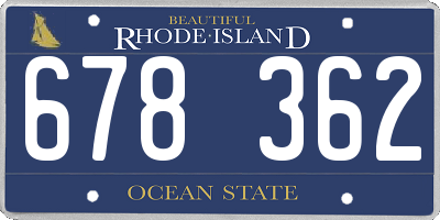 RI license plate 678362