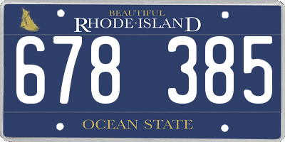 RI license plate 678385