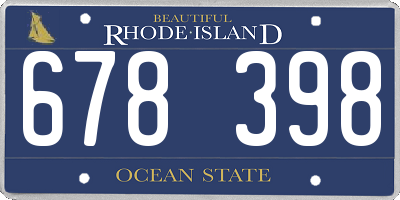 RI license plate 678398