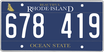RI license plate 678419