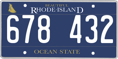 RI license plate 678432