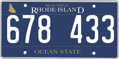 RI license plate 678433