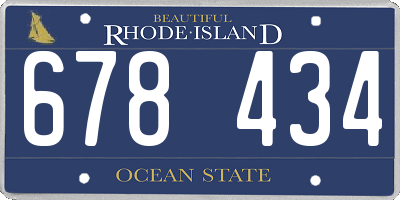 RI license plate 678434
