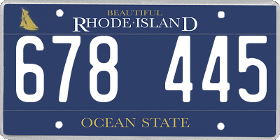 RI license plate 678445