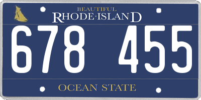 RI license plate 678455