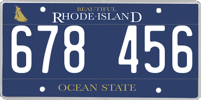 RI license plate 678456