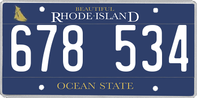 RI license plate 678534