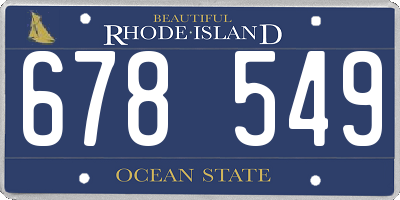 RI license plate 678549