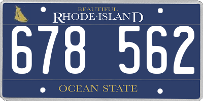 RI license plate 678562