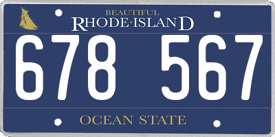 RI license plate 678567