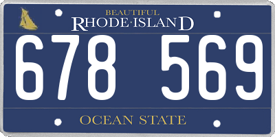RI license plate 678569