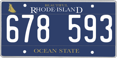 RI license plate 678593
