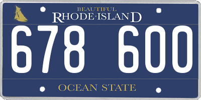 RI license plate 678600