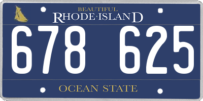RI license plate 678625