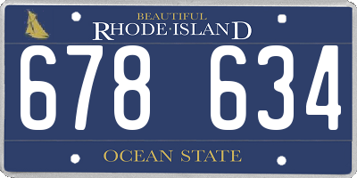 RI license plate 678634
