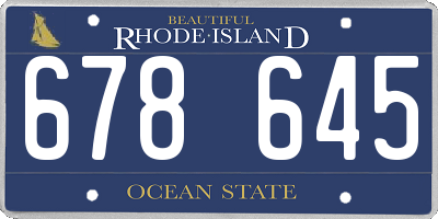 RI license plate 678645
