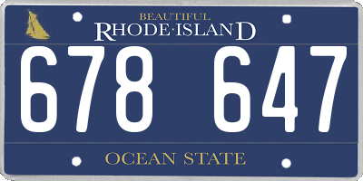RI license plate 678647
