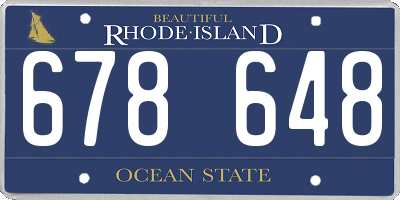 RI license plate 678648