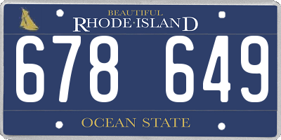 RI license plate 678649