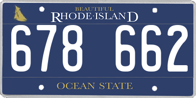 RI license plate 678662
