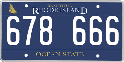 RI license plate 678666