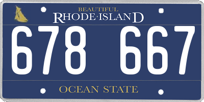 RI license plate 678667