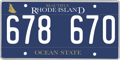 RI license plate 678670