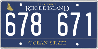 RI license plate 678671