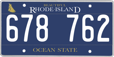 RI license plate 678762