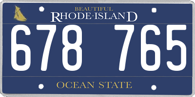 RI license plate 678765