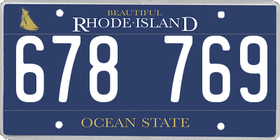 RI license plate 678769