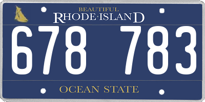 RI license plate 678783