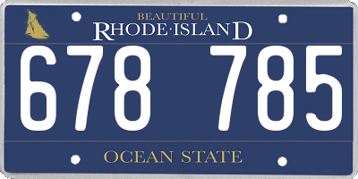RI license plate 678785