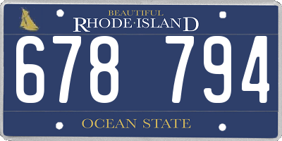 RI license plate 678794
