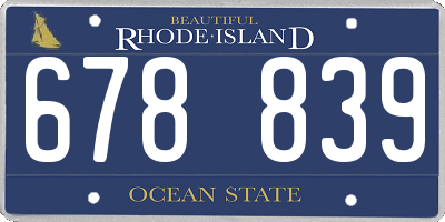 RI license plate 678839