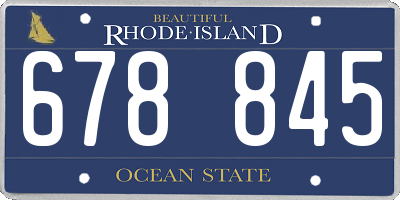 RI license plate 678845