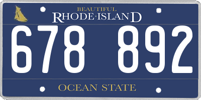 RI license plate 678892