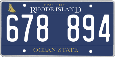 RI license plate 678894