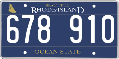 RI license plate 678910