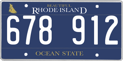 RI license plate 678912