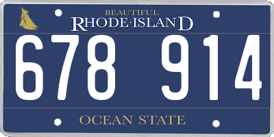 RI license plate 678914