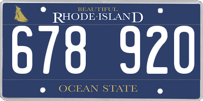 RI license plate 678920
