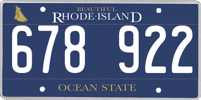 RI license plate 678922