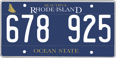 RI license plate 678925
