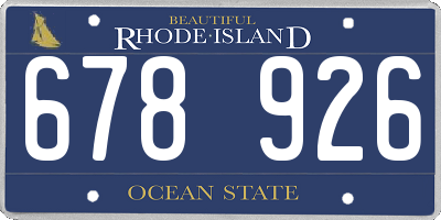 RI license plate 678926
