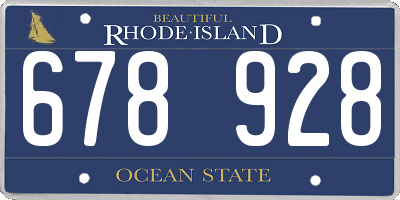 RI license plate 678928