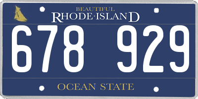 RI license plate 678929