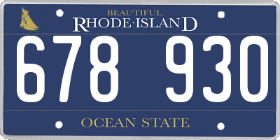 RI license plate 678930