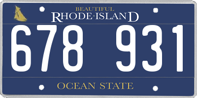 RI license plate 678931